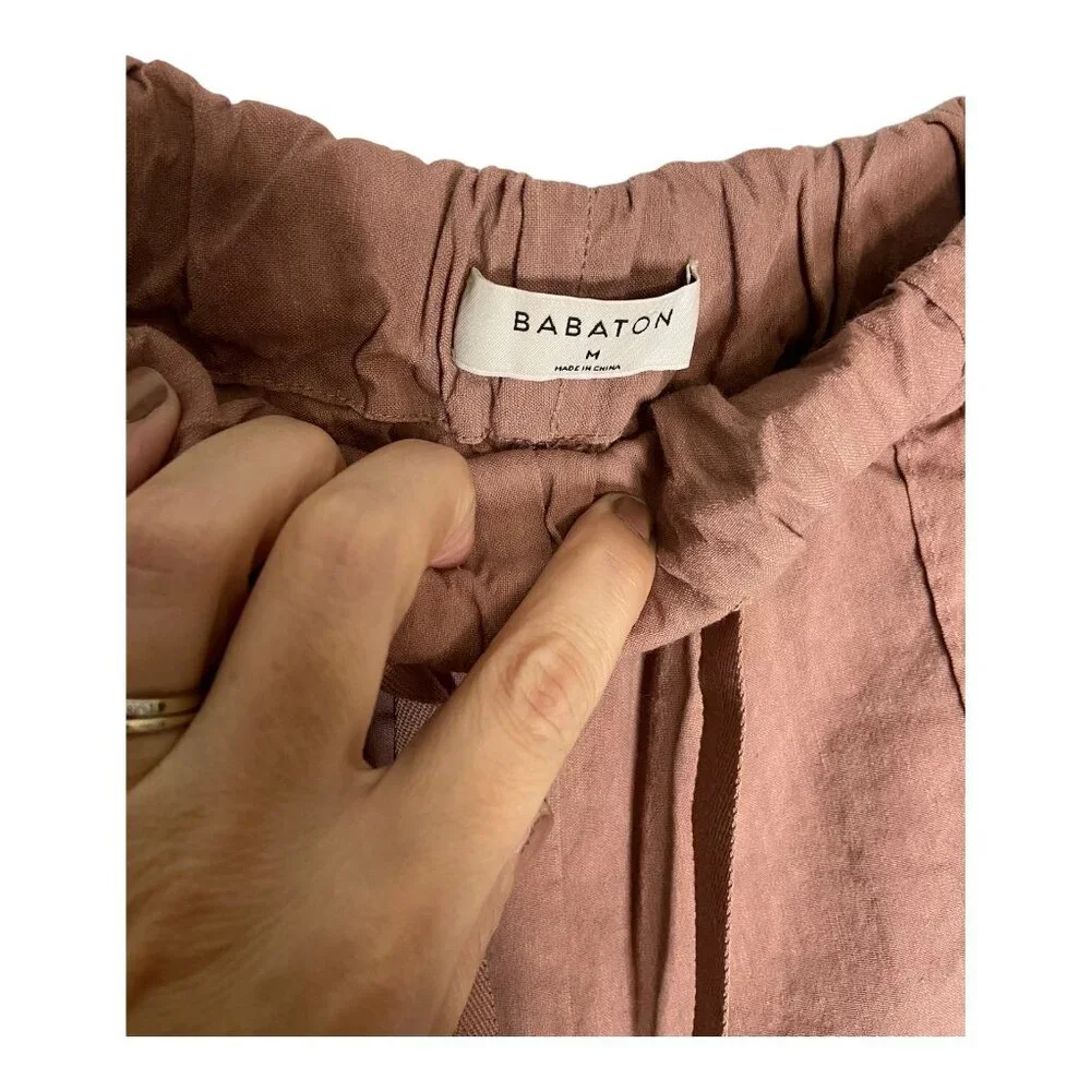 Aritzia Babaton Day Linen Pink Pull-On Pant-sz Medium